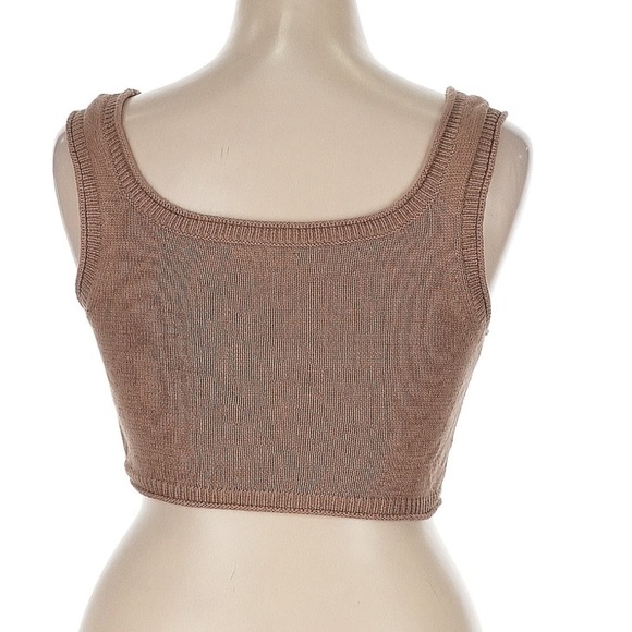 Reformation Elke Tank Top Organic Cotton Cropped Knit Tan Tank Top Size XL - Picture 3 of 9